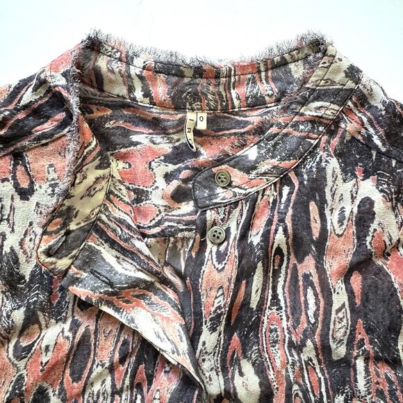IRO Jeisa 100% Silk Rusty Abstract Print Button Front Blouse Top - Picture 4 of 12